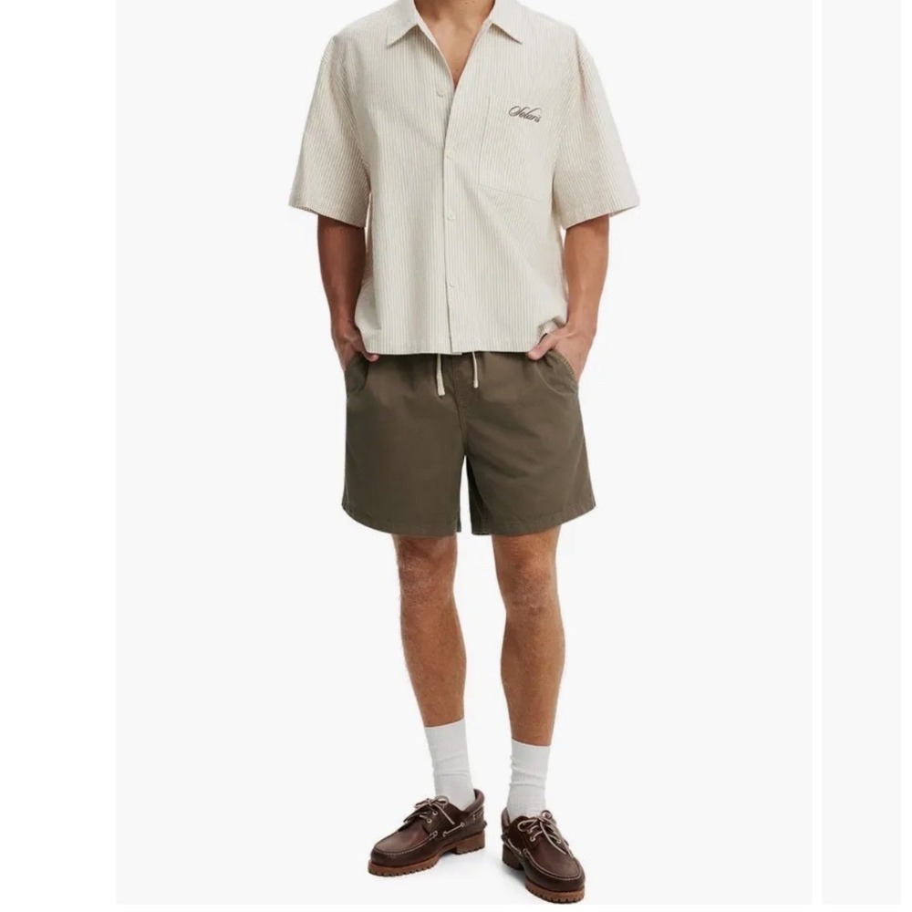 Cotton On Easy Short Mens Large Green Elastic Waist Drawstring Cotton Gorpcore